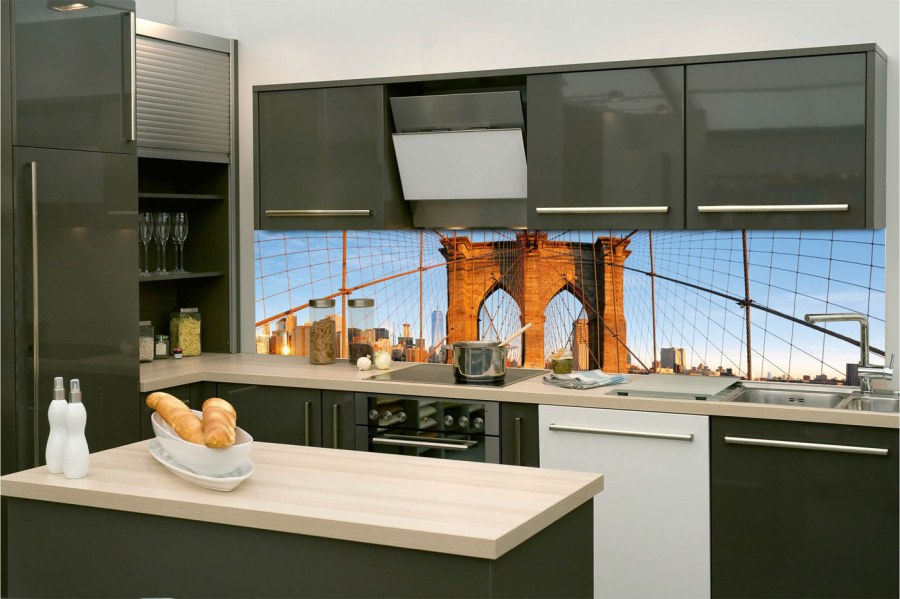 Samolepicí fototapeta do kuchyně KI-260-116 Brooklyn Bridge | 260 x 60 cm - Na kuchyňskou linku