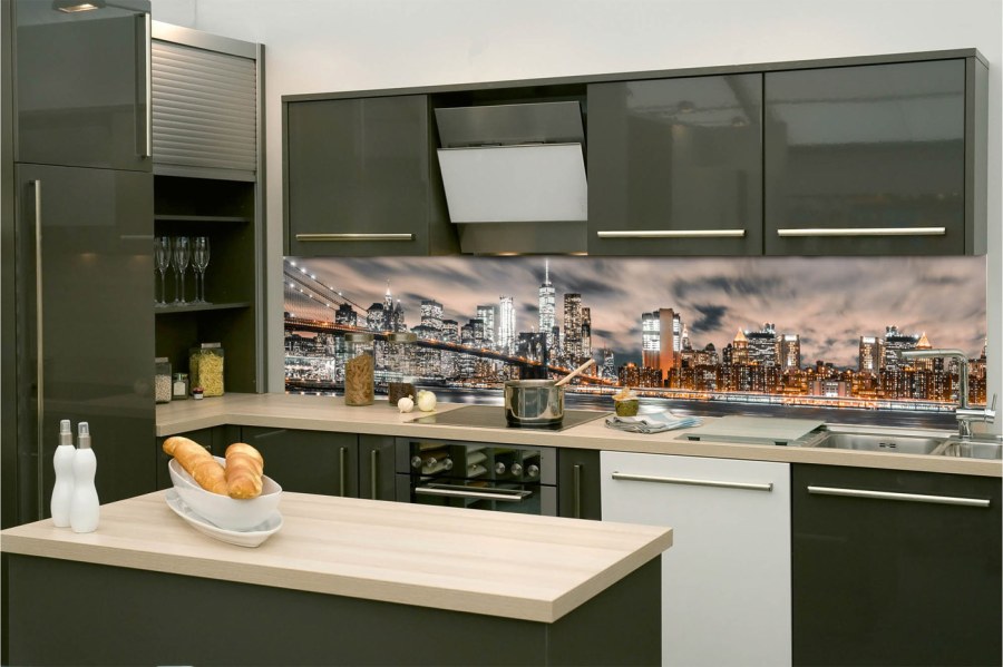 Samolepicí fototapeta do kuchyně KI-260-117 Noční Manhattan | 260 x 60 cm - Na kuchyňskou linku