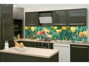 Samolepicí fototapeta do kuchyně KI-260-122 Tulipány | 260 x 60 cm Samolepící fototapety - Na kuchyňskou linku