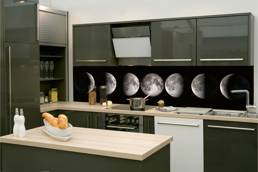 Samolepicí fototapeta do kuchyně KI-260-146 Fáze měsíce | 260 x 60 cm - Na kuchyňskou linku