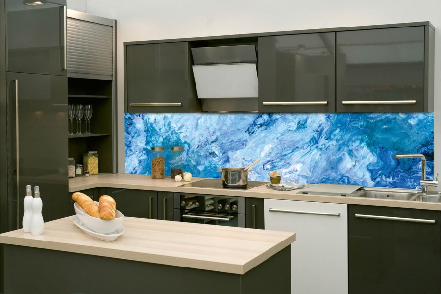 Samolepicí fototapeta do kuchyně KI-260-158 Modrý abstrakt | 260 x 60 cm