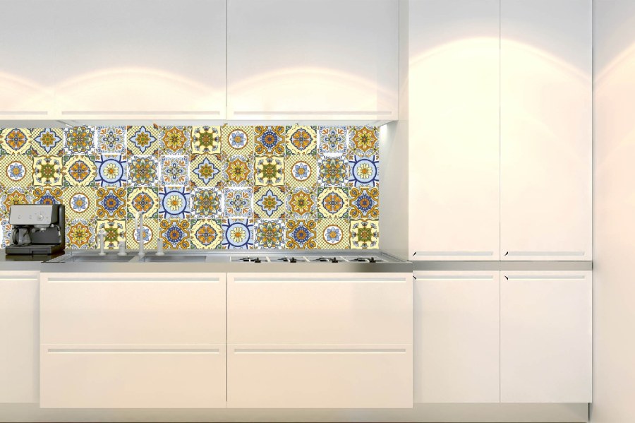 Samolepicí fototapeta do kuchyně KI-180-164 Žluté kachličky | 180 x 60 cm - Na kuchyňskou linku