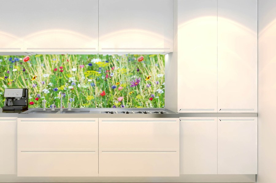 Samolepicí fototapeta do kuchyně KI-180-172 Květinová louka | 180 x 60 cm - Na kuchyňskou linku
