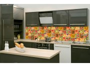 Samolepicí fototapeta do kuchyně KI-260-166 Malované kachličky | 260 x 60 cm Samolepící fototapety - Na kuchyňskou linku