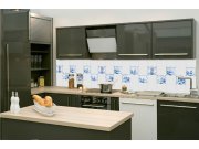 Samolepicí fototapeta do kuchyně KI-260-167 Modré kachličky | 260 x 60 cm Samolepící fototapety - Na kuchyňskou linku