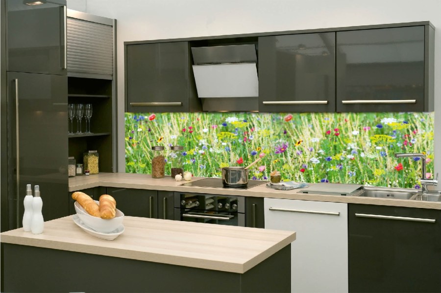 Samolepicí fototapeta do kuchyně KI-260-172 Květinová louka | 260 x 60 cm - Na kuchyňskou linku
