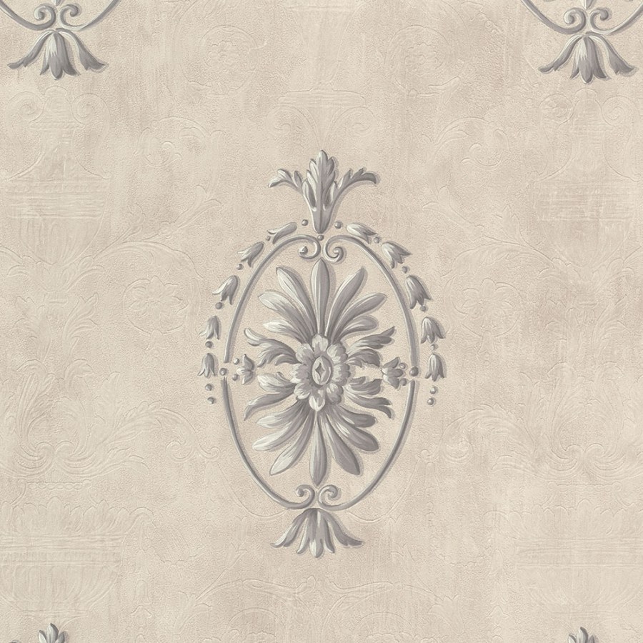 Luxusní vliesová tapeta se zámeckými ornamenty na béžovém štukovém podkladu | 27516 | Lepidlo zdarma