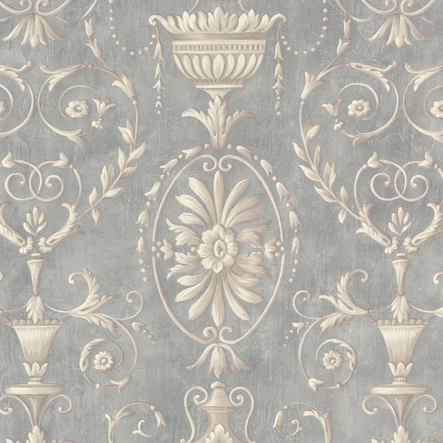 Luxusní vliesová tapeta se zámeckými ornamenty na šedém štukovém podkladu | 27408 | Lepidlo zdarma