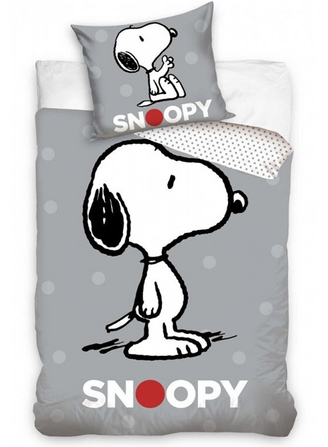 Povlečení Snoopy Grey 140x200, 70x90 cm - Licenční povlečení