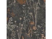 Černá vliesová tapeta na zeď květiny listy 120718 | Lepidlo zdrama
