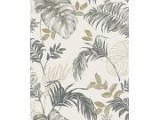 Okrovo-šedá vliesová tapeta s tropickými listy A64301 | Lepidlo zdrama