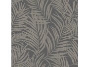 Šedo-stříbrná vliesová tapeta s listy palmy MN2013 Maison | Lepidlo zdrama