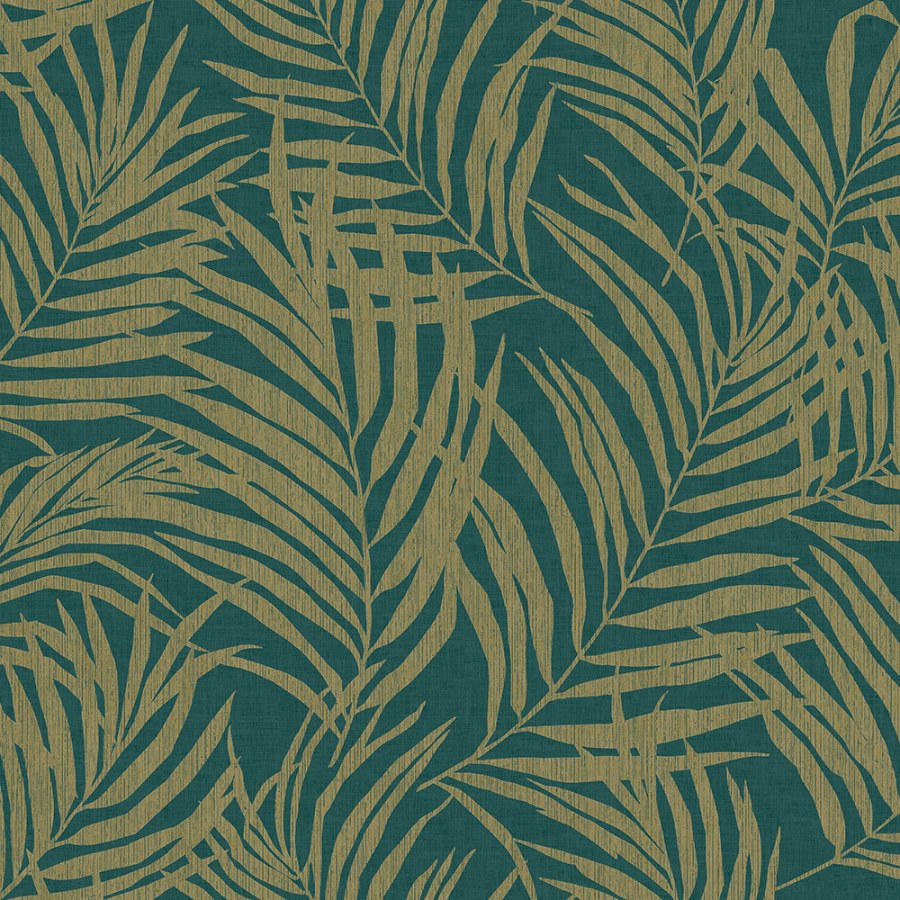 Zeleno-zlatá vliesová tapeta s listy palmy MN2014 Maison | Lepidlo zdrama - Tapety Maison
