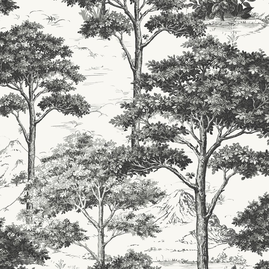 Černo-bílá vliesová tapeta les stromy MN3013 Maison | Lepidlo zdrama - Tapety Maison