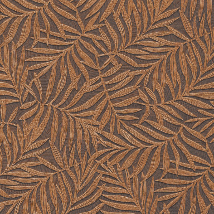 Hnědá vliesová tapeta na zeď s vinylovým povrchem Listy 31811 Textilia | Lepidlo zdrama - Tapety Textilia