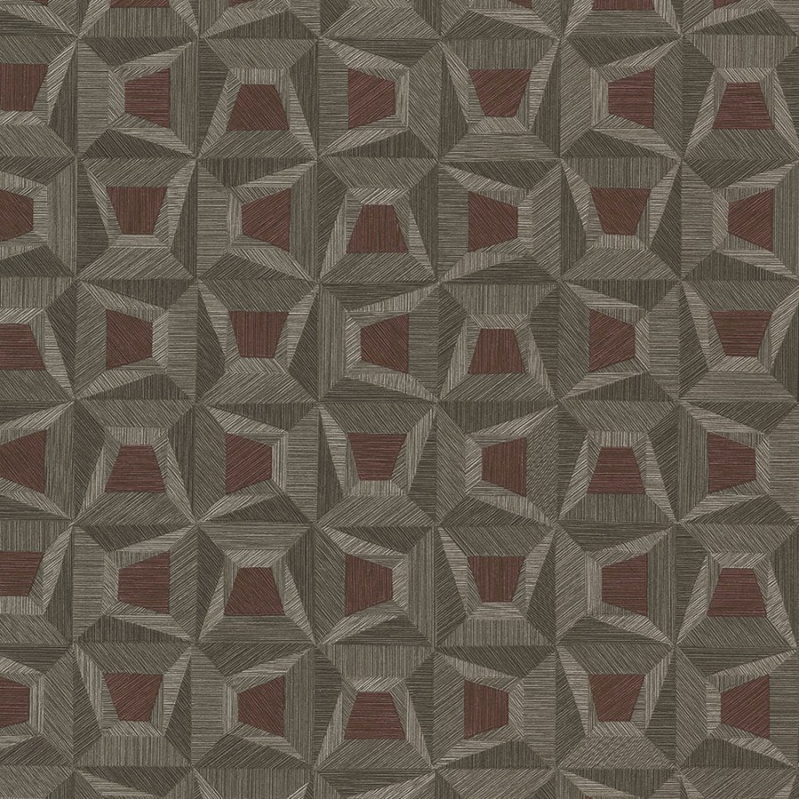 Hnědá vliesová geometrická tapeta na zeď s vinylovým povrchem 31911 Textilia | Lepidlo zdrama - Tapety Textilia