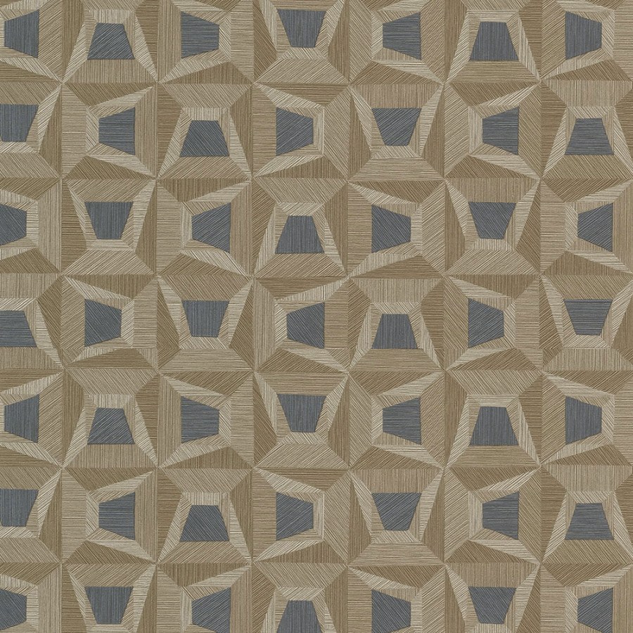 Hnědá vliesová geometrická tapeta na zeď s vinylovým povrchem 31909 Textilia | Lepidlo zdrama - Tapety Textilia
