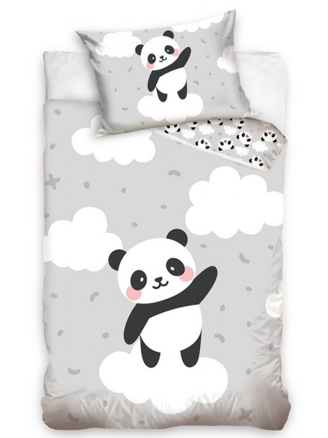 Povlečení bavlna do postýlky Panda na obláčku 100x135, 40x60 cm