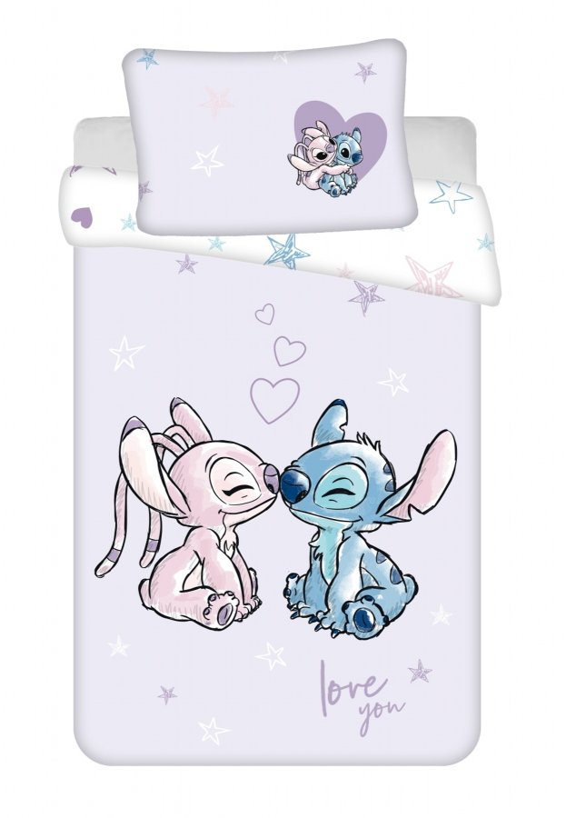 Povlečení do postýlky Lilo and Stitch Purple baby 100x135, 40x60 cm - Licenční povlečení do postýlky