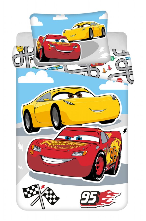 Disney povlečení do postýlky Cars Road baby 100x135, 40x60 cm - Licenční povlečení do postýlky