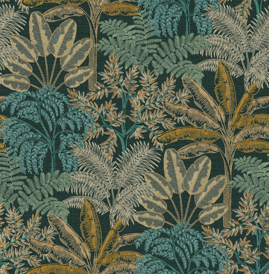 Vliesová tapeta na zeď černá listy 127622 | Lepidlo zdrama