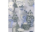 Vliesová tapeta na zeď, 351212, šedo-modrá, nádoby, Magnifique, Eijffinger