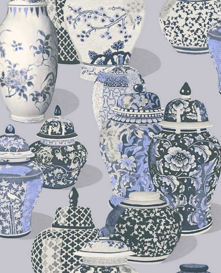 Vliesová tapeta na zeď, 351212, šedo-modrá, nádoby, Magnifique, Eijffinger - Vliesové tapety
