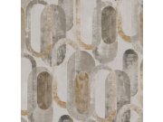 Grafická vliesová tapeta na zeď, šedo-zlatá, ovály, 121137, Vavex 2027