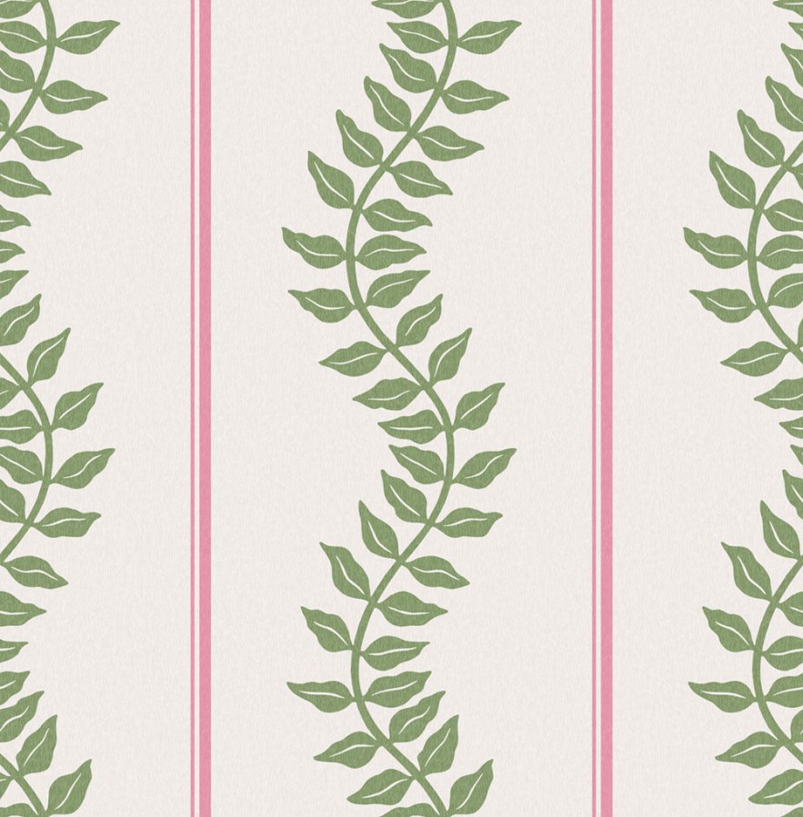 Vliesová tapeta na zeď, růžovo-zelená, pruhy, listy, 130292, Concerto, Graham Brown Premium - Vliesové tapety
