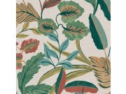 Bílá vliesová tapeta s barevnými listy, 121801, Vavex 2026