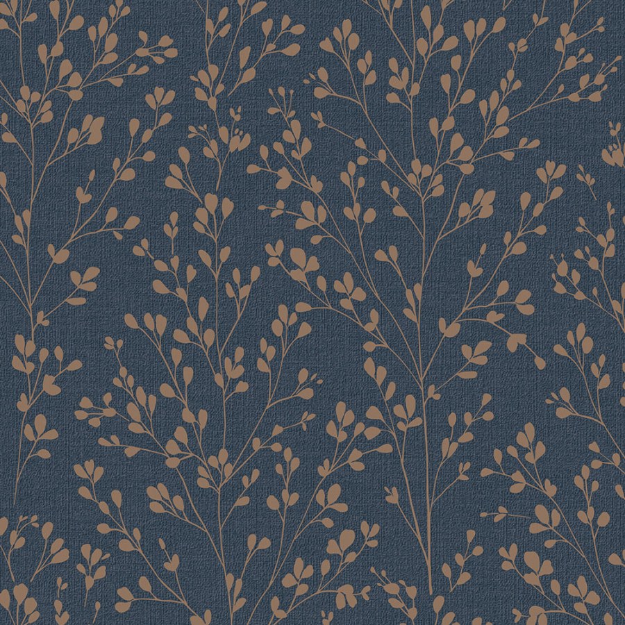 Modro-bronzová vliesová tapeta s větvičkami, A71404, Vavex 2026 - Vliesové tapety