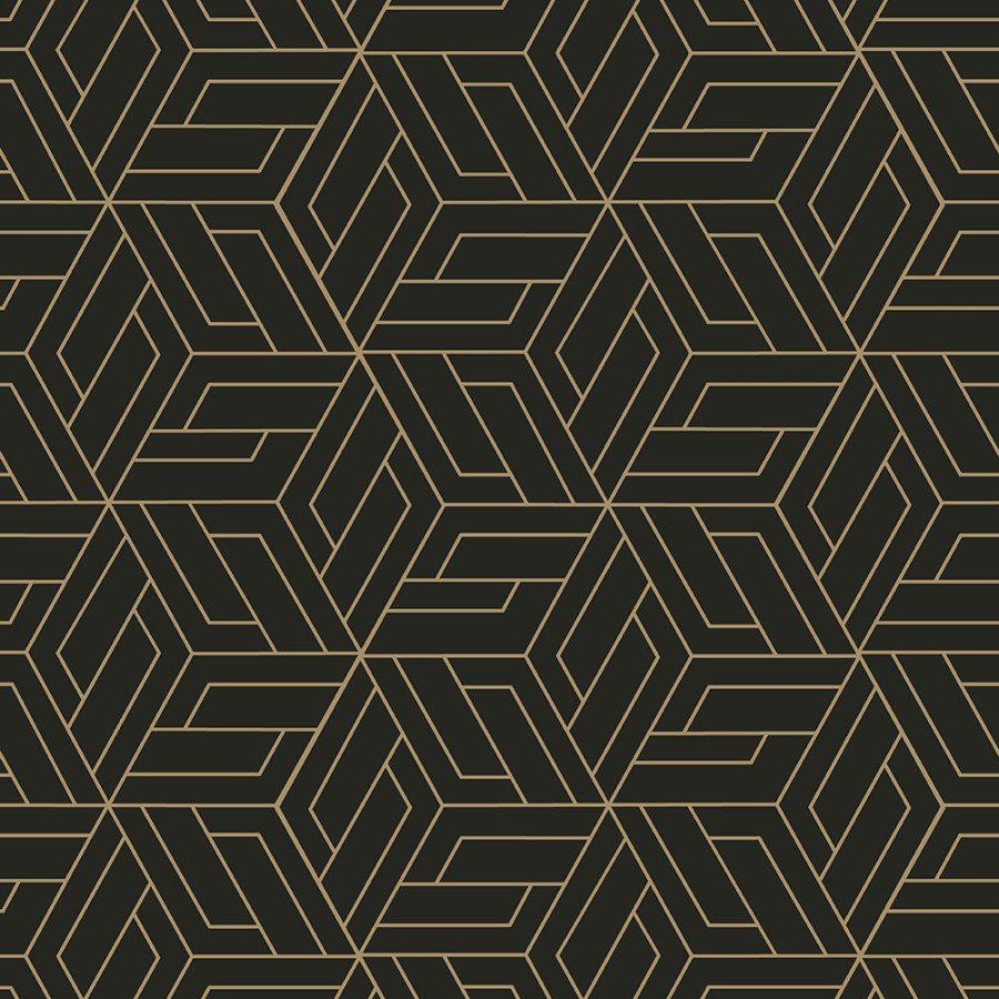 Černo-zlatá geometrická vliesová tapeta na zeď, A67302, Vavex 2026 - Vliesové tapety