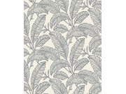 Černo-bílá vliesová tapeta na zeď, listy, A66402, Vavex 2025