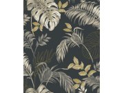 Černá vliesová tapeta s tropickými listy, A64303, Vavex 2025
