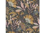 Černá vliesová tapeta na zeď, květiny a listy, A63803, Vavex 2025