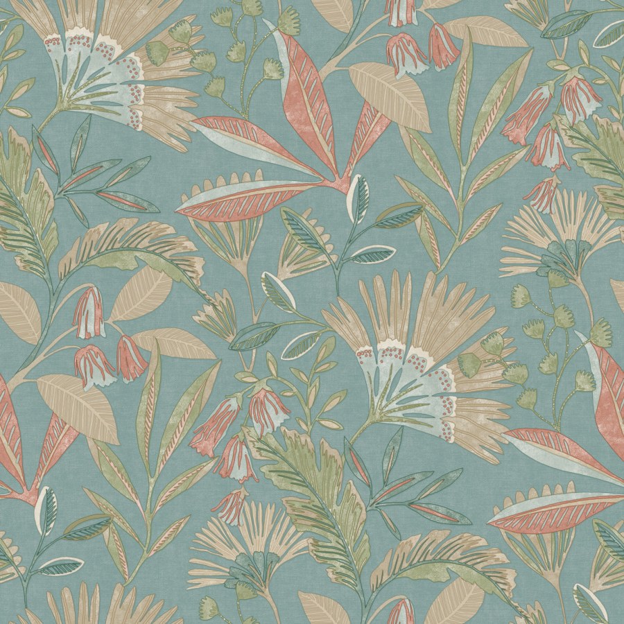 Zelená vliesová tapeta na zeď, květiny a listy, A63802, Vavex 2025 - Vliesové tapety