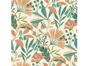 Krémová vliesová tapeta na zeď, květiny a listy, A63801, Vavex 2025