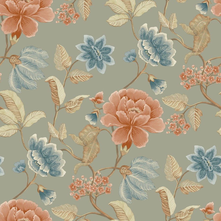 Vliesová tapeta na zeď, šedo-zelená, květiny, IC3103, Finest Selection, Vavex - Vliesové tapety