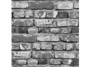 Omyvatelná vinylová tapeta cihla, imitace šedé cihlové zdi 555173, Old Friends 3, Vavex 2025