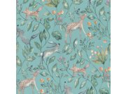 Zelená vliesová dětská tapeta s lesními zvířátky 220703, Doodleedo, BN Walls