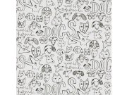 Černo-bílá dětská vliesová tapeta s pejsky, 219251, Smalltalk, BN International