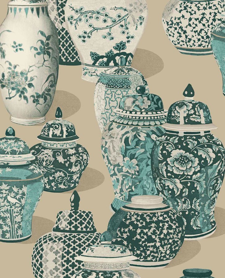 Vliesová tapeta na zeď, 351215, zelená, nádoby, Magnifique, Eijffinger - Vliesové tapety