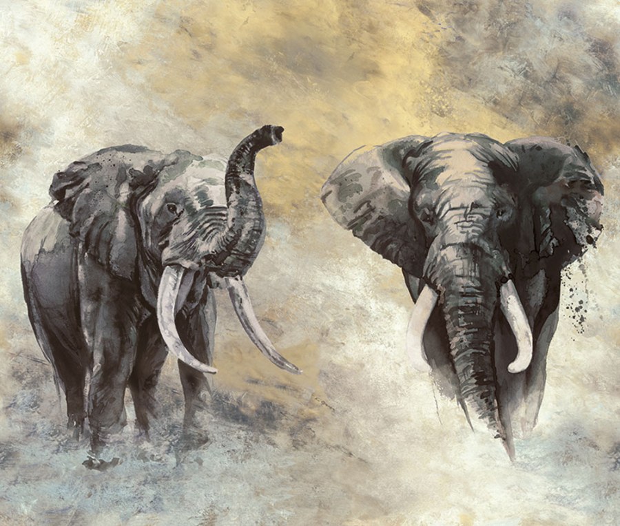 Vliesová fototapeta na zeď, sloni, 33100, Travertino, Marburg - Vliesové tapety