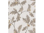 Vliesová tapeta na zeď, šedo-hnědá, větvičky, listy, 35386, Timber, Marburg