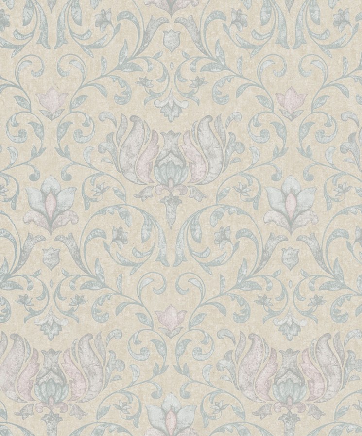 Vliesová tapeta na zeď, běžovo-zelená, růžová, ornamenty, 35151, City Romance, Marburg - Vliesové tapety