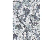 Vliesová tapeta na zeď, modro-stříbrná, ptáci, květiny, větvičky, 127909, Arboretum, Graham Brown Premium