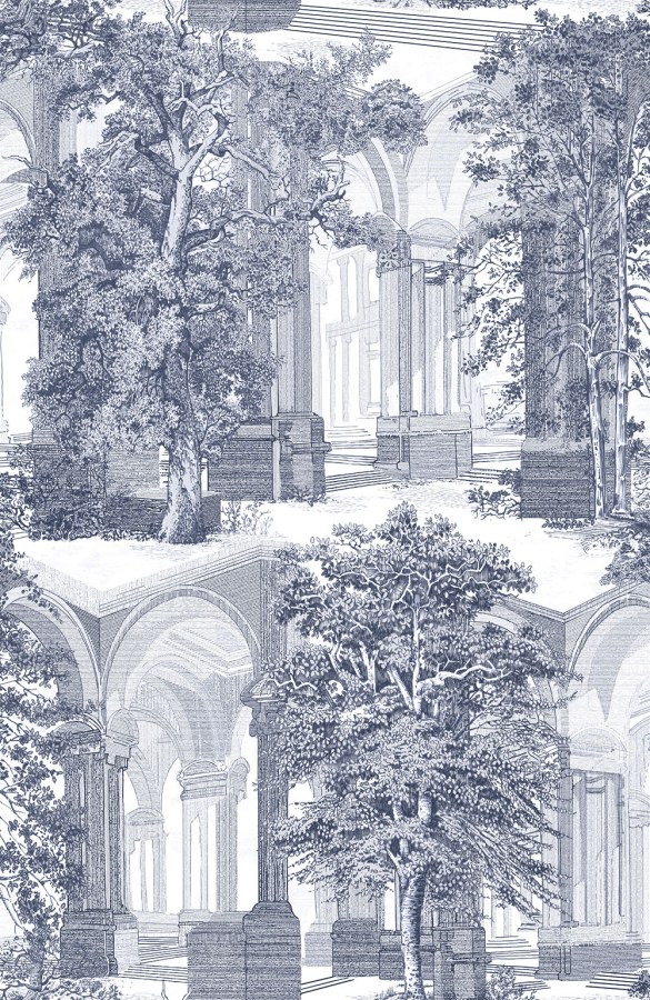 Tapety Yara - Tapety dle materiálu - Vliesové tapety - Vliesová tapeta na zeď, modrá, stromy, podloubí, 129093, Arboretum, Graham Brown Premium Vliesová tapeta na zeď, modrá, stromy, podloubí, 129093, Arboretum, Graham Brown Premium - Vliesové tapety