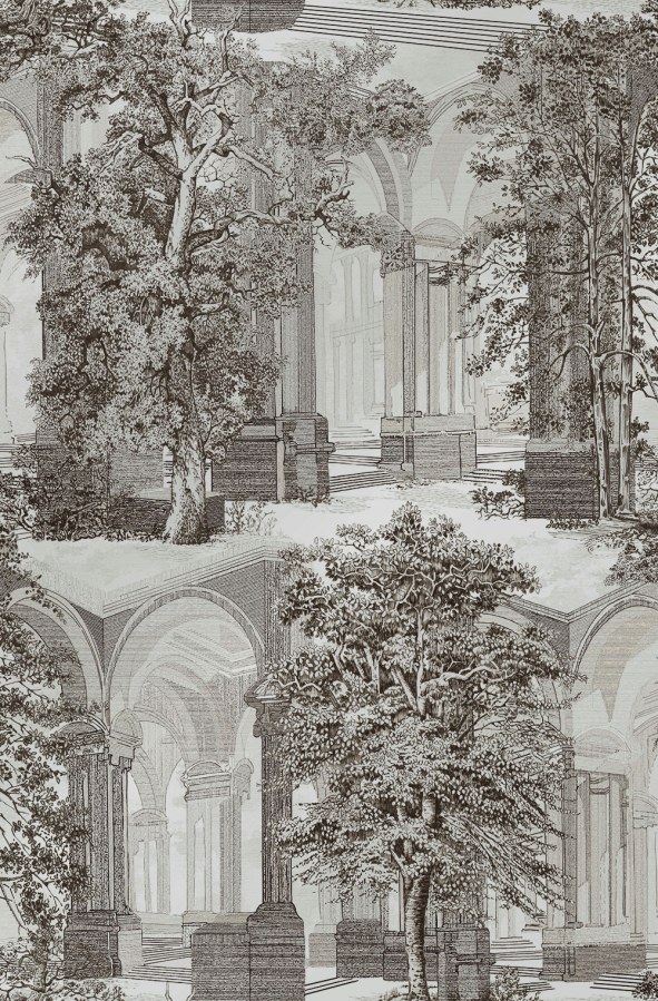 Vliesová tapeta na zeď, šedo-béžová, stromy, podloubí, 129091, Arboretum, Graham Brown Premium Vliesová tapeta na zeď, šedo-béžová, stromy, podloubí, 129091, Arboretum, Graham Brown Premium