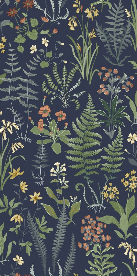 Vliesová tapeta na zeď, modrá, květiny, kapradiny, 130315, Concerto, Graham Brown Premium Vliesová tapeta na zeď, modrá, květiny, kapradiny, 130315, Concerto, Graham Brown Premium