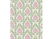 Vliesová tapeta na zeď, zeleno-růžová, listy, granátová jablka, 130286, Concerto, Graham Brown Premium